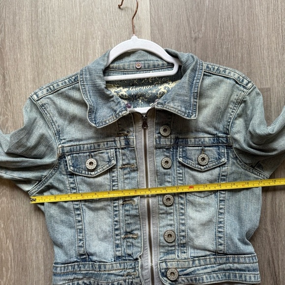 Garage Light Blue Jean Jacket Cropped Size M Denim Streetwear Casual - Picture 4 of 12